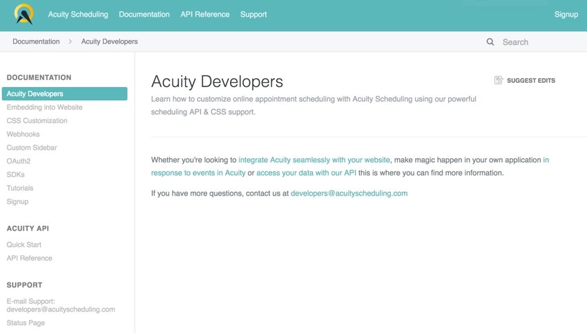 Acuity Scheduling Developer Platform - Documentation