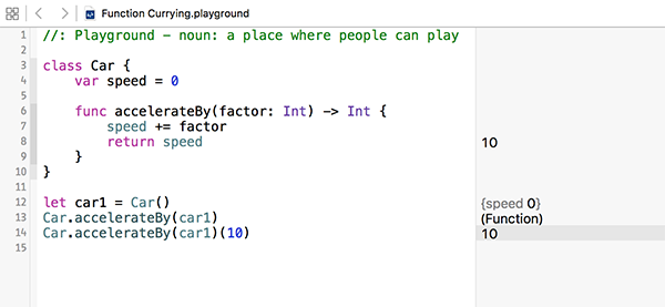 Function currying at work