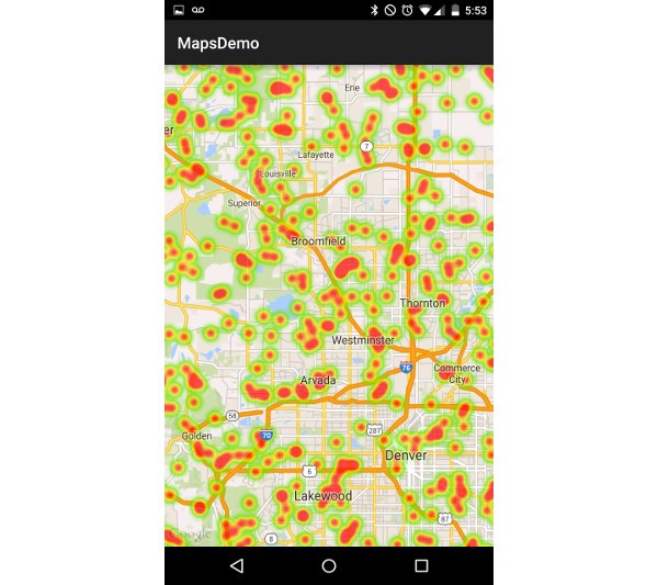 Heat map of points on a map