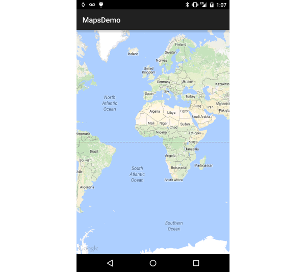 What your screen should look like when Google Maps is initially set up correctly
