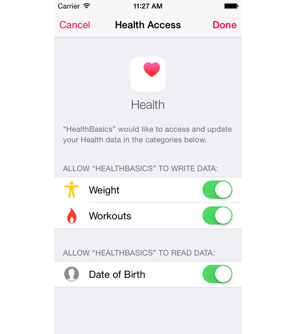HealthKit Health Access UI