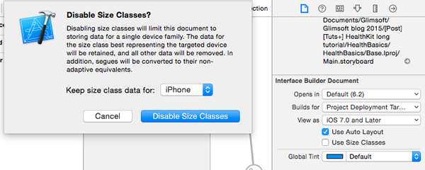Xcode - Disabling Size Classes