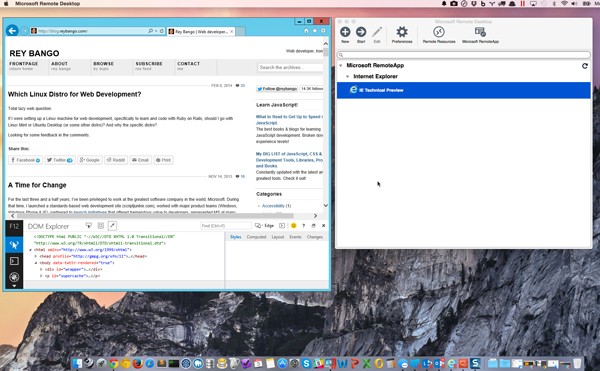 Testing Internet Explorer on iOS Mac OS X and Android