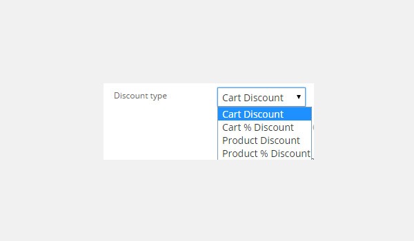 Discount type menu