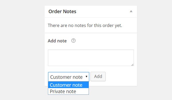 Order Notes section