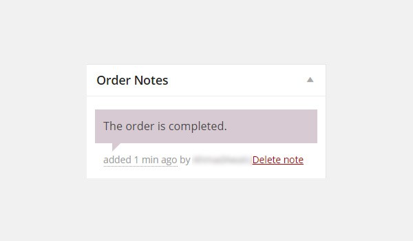 Order Note saying The order is completed