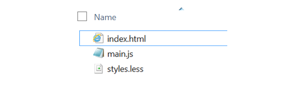 list of files indexhtml mainjs and stylesless