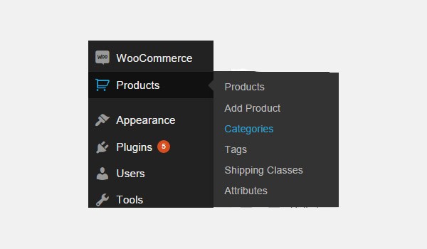 Product categories menu