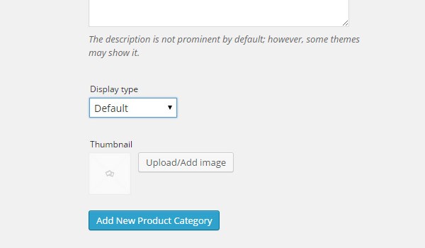 Product category display type and thumbnail