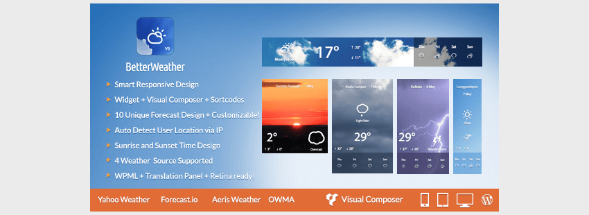 Better Weather - WordPress and Visual Composer Widget