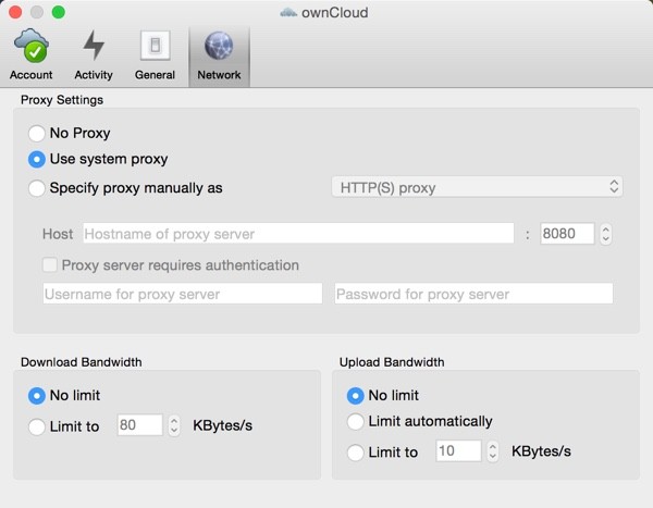 OwnCloud App Settings Network and Proxy for Security