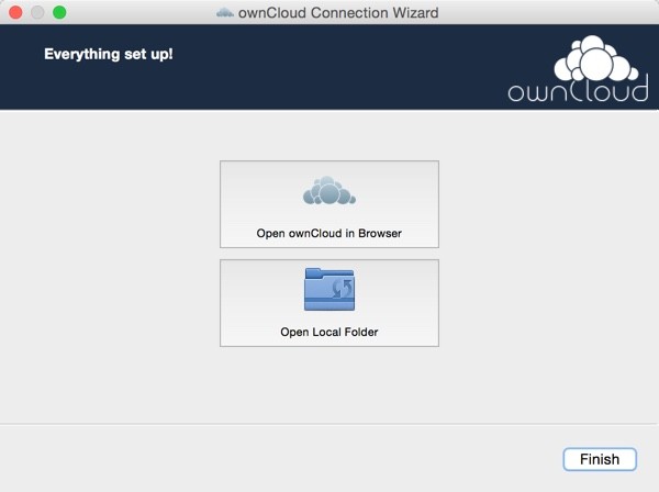OwnCloud Setup the OS X App - Finished