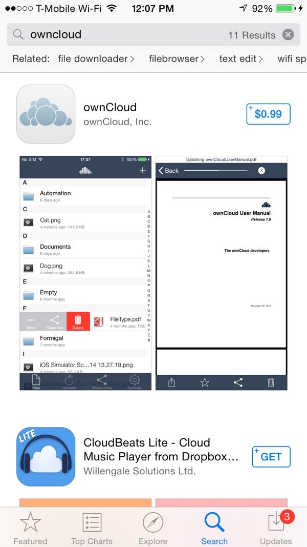 OwnCloud iOS App App Store 