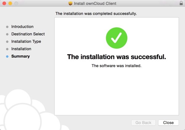 OwnCloud Installer on OS X - Installation Successful