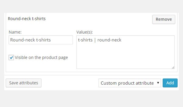 Entering custom product attributes on the back end