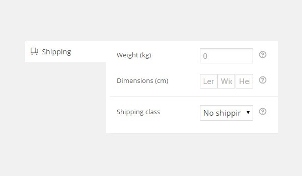 Shipping tab options