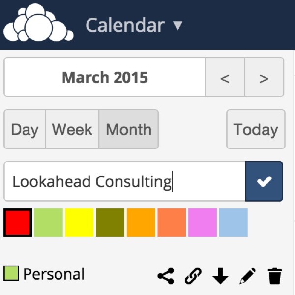 OwnCloud Calendar App Add Calendar