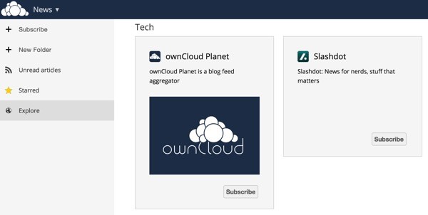 OwnCloud Explore Page