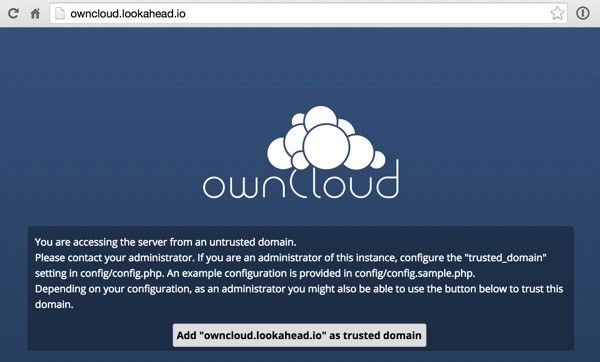 OwnCloud Logging in the first time