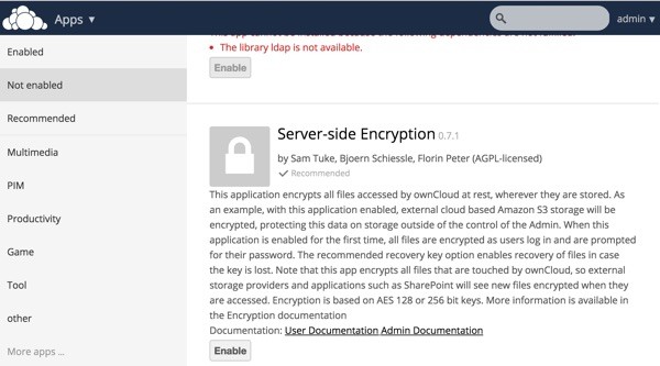 OwnCloud Apps Add Server-side Encryption