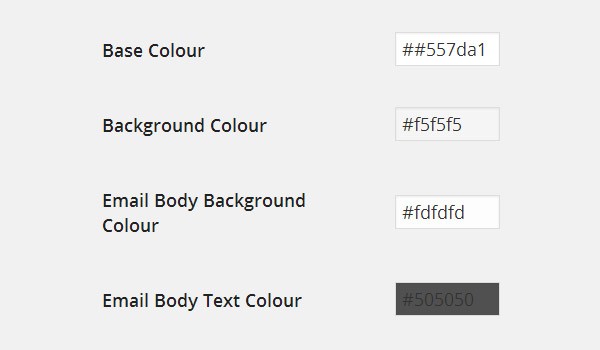 Colour options for email template