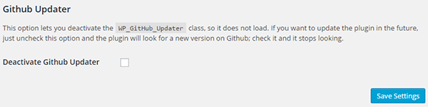 Deactivate Github updater box