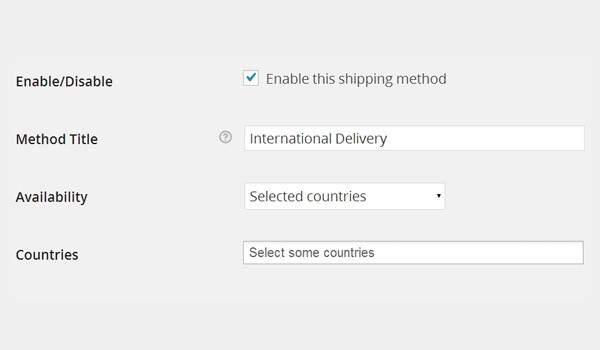 International Delivery options