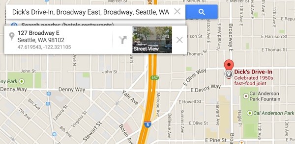 Dicks Drive In Broadway Seattle GPS in Google Maps