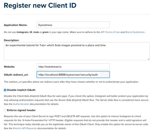 Instagram New Client Registration