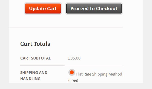 Cart showing Flat Rate Shipping Method text