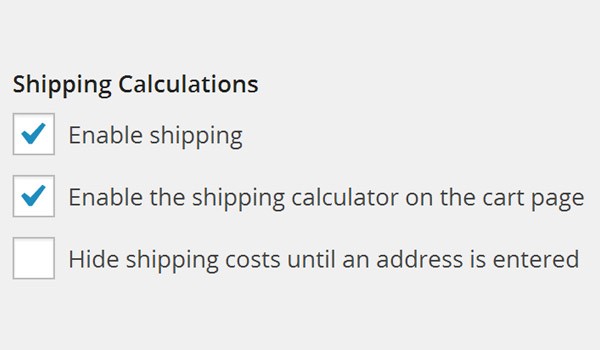 Shipping Calculations options