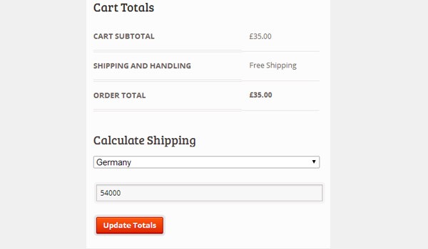 Calculate Shipping page on front end