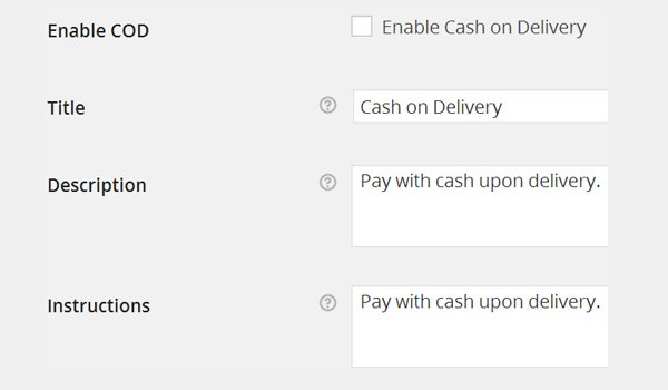 Cash on Delivery options