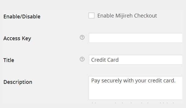 Mijireh Checkout options