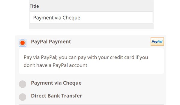 Payment via Cheque custom text