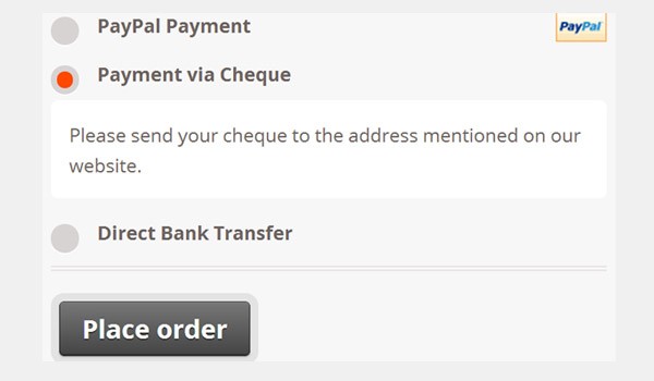 Payment via Cheque - new description