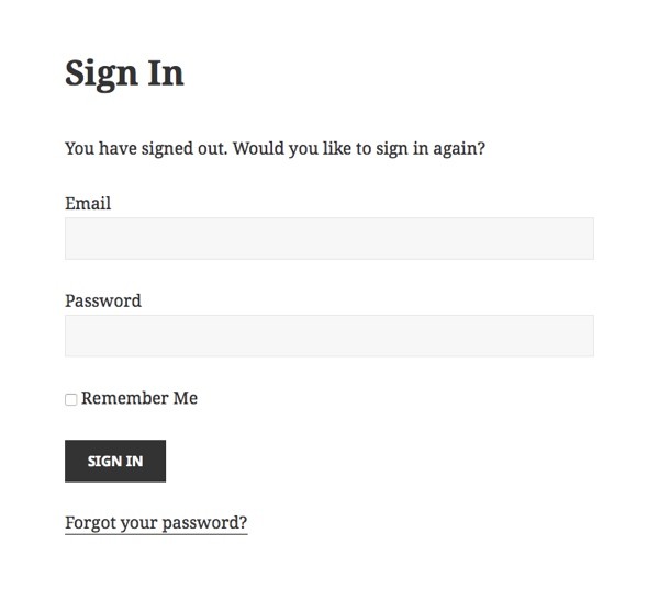Sign In page with You have signed out message