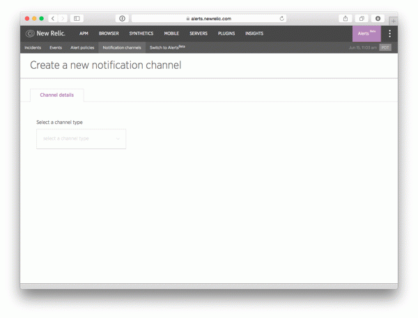 Select the type of notification channel to create