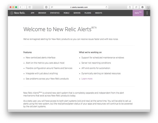 Welcome to New Relic Alerts screen