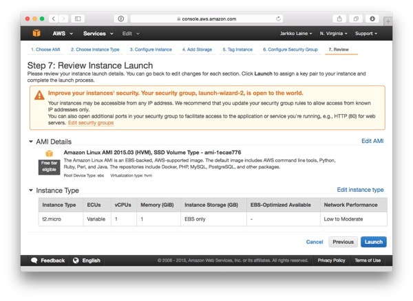 Review Instance Launch