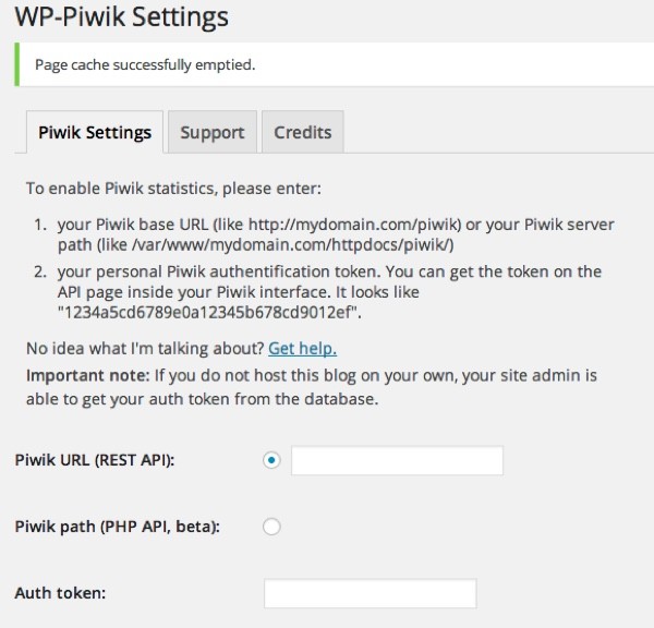 WP-Piwik Plugin for WordPress Settings