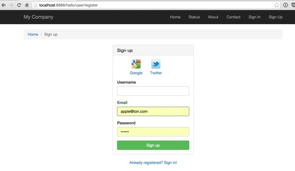 AuthClient Widget on Our Sign Up Page