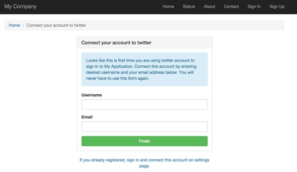 Yii2-User Connect Your Account to Twitter