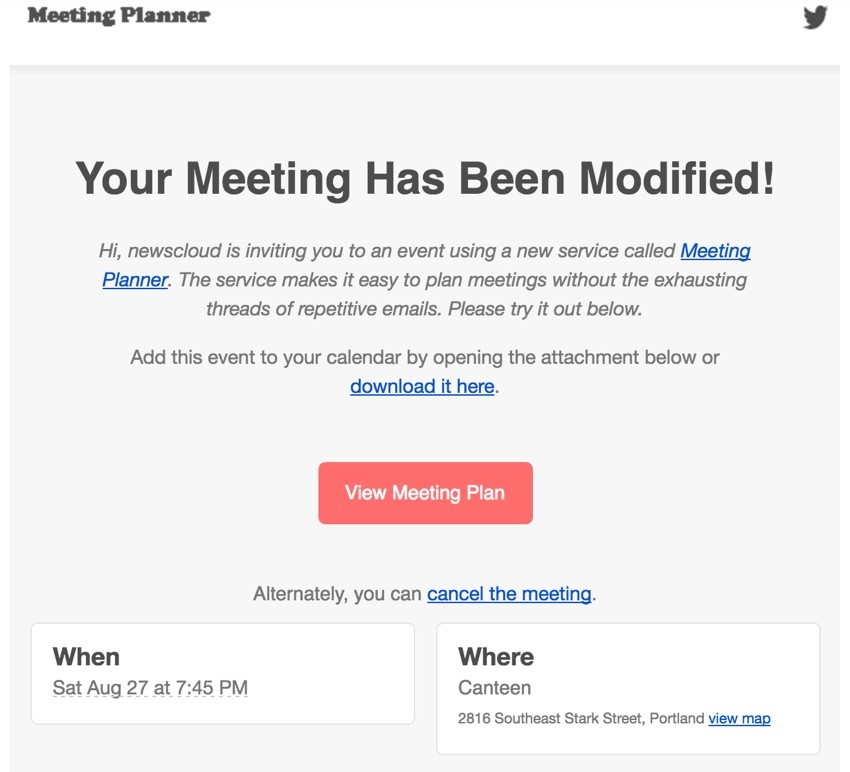 Build Your Startup Request Scheduling Changes - Updating Meeting Notice