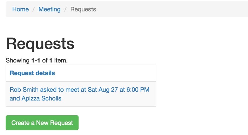 Build Your Startup Request Scheduling Changes - List of Meeting Requests