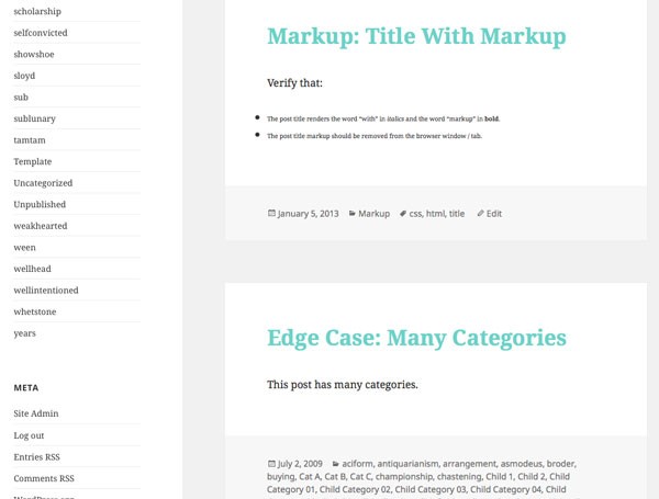 Markup category page with blue colored post titles