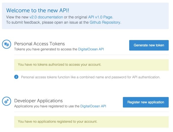 Digital Ocean API Generate Acces Token