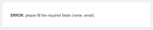 ERROR please fill the required fields name email