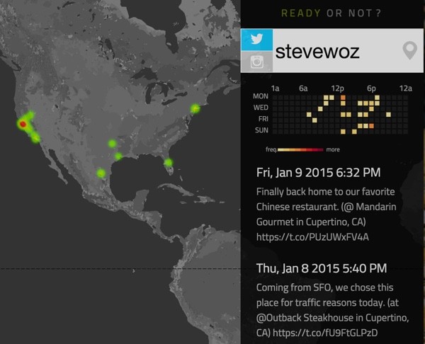 Ready or Not App Steve Wozniak Twitter Geolocation History