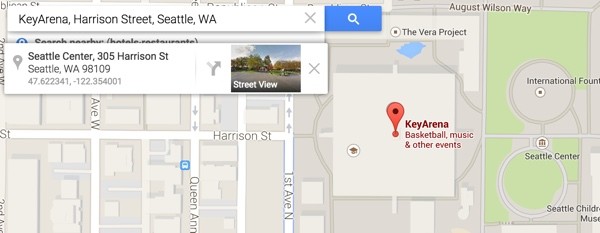Key Arena Geolocation on Google Maps